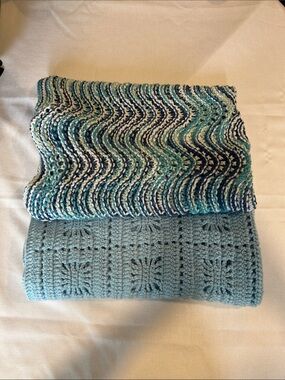 Two hand made crocheted baby blankets
